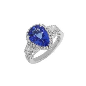 18K White Gold Pear Tanzanite and Diamond Ring (5.47 TCW)