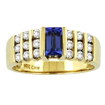 14k Yellow Gold .50ctw Diamond .65ct Tanzanite Ring