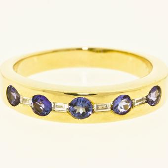 14k Yellow Gold Men's .09ctw Diamond .60ct Tanzanite Ring