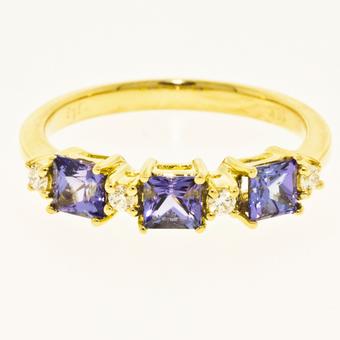 18k Yellow Gold .07ctw Diamond .75ct Tanzanite Ring