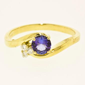 14k Yellow Gold .05ctw Diamond .55ct Tanzanite Ring