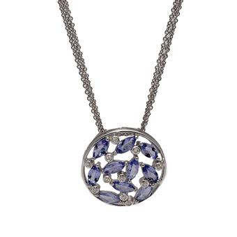 18k White Gold .05ct Diamond 2.80ct Tanzanite Pendant at Tanzanite.com