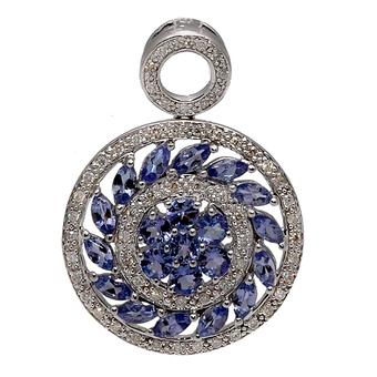 18k White Gold .31ct Diamond 2.25ct Tanzanite Pendant