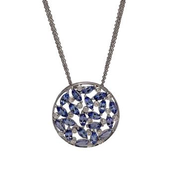 18k White Gold .11ct Diamond 5.6ct Tanzanite Pendant