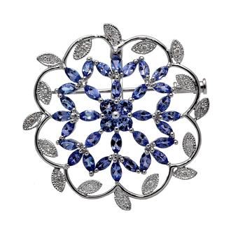 18k White Gold .16ct Diamond 4.48ct Tanzanite Pendant