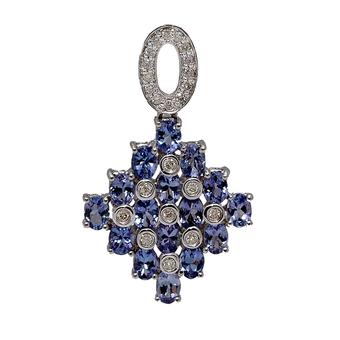 18k White Gold .18ct Diamond 4ct Tanzanite Pendant