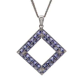 18k White Gold .065ct Diamond 10ct Tanzanite Pendant