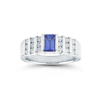 14k White Gold .50ctw Diamond .65ct Tanzanite Ring