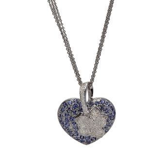 18k White Gold .46ct Diamond 1.68ct Tanzanite Pendant