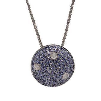 18k White Gold .105ct Diamond 5.08ct Tanzanite Pendant