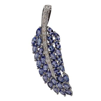 18k White Gold .13ct Diamond 3.2ct Tanzanite Pendant