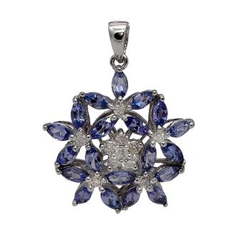 18k White Gold .13ct Diamond 2ct Tanzanite Pendant