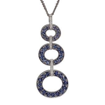 18k White Gold .06ctw Diamond 3.15ct Tanzanite Pendant