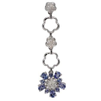 18k White Gold .12ctw Diamond 1.2ct Tanzanite Pendant