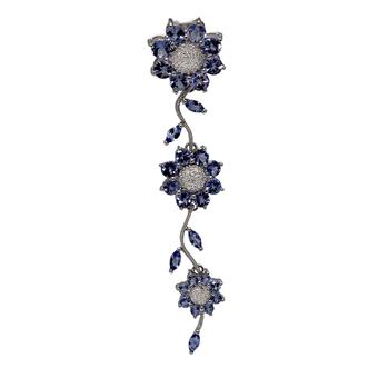 18k White Gold .21ctw Diamond 3.46ct Tanzanite Pendant