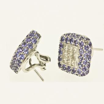 18k White Gold .90ctw Diamond 4.48ct Tanzanite Earrings