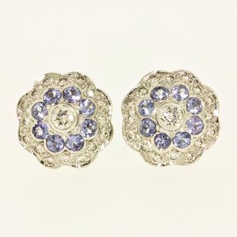 18k White Gold .31ctw Diamond .64ct Tanzanite Earrings