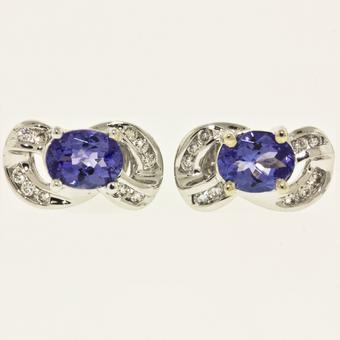 14k White Gold .20ctw Diamond 1.9ct Tanzanite Earrings