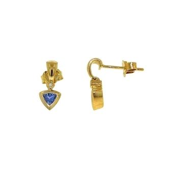 14k Yellow Gold .02ctw Diamond .40 Tanzanite Earrings