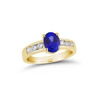 14k Yellow Gold .45ctw Diamond 1.30ct Tanzanite Ring