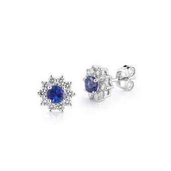 14k White Gold .50ctw Diamond .52ct Tanzanite Earrings