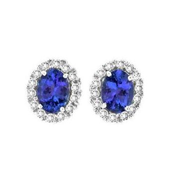 14k White Gold .84ctw Diamond 2.60ct Tanzanite Earrings