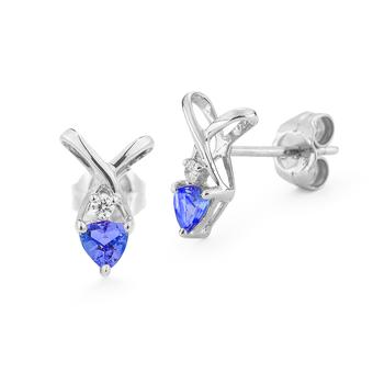 14k White Gold .03ctw Diamond .40ct Tanzanite Earrings
