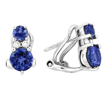 14k White Gold .08ctw Diamond 1.34ct Tanzanite Earrings