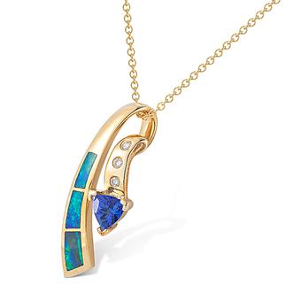 14k Yellow Gold .03ctw Diamond .35ct Tanzanite Pendant