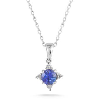 14k White Gold .09ctw Diamond .40ct Tanzanite Pendant