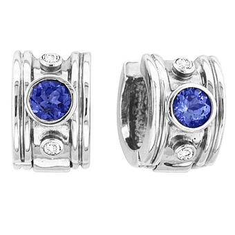 14k Yellow Gold .14ctw Diamond .80ct Tanzanite Earrings