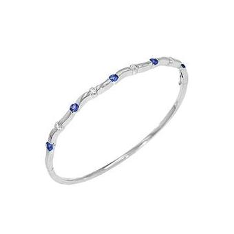 14k White Gold .47ctw Diamond .35ct Tanzanite Bangle