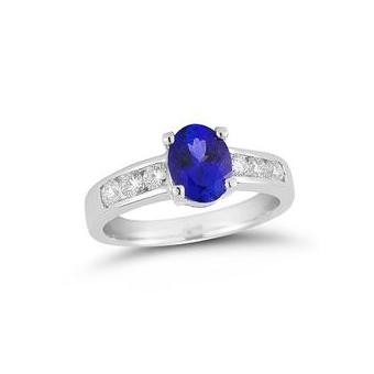 14k white gold .45ctw Diamond, 1.30ct Tanzanite Ring