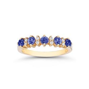 14k Yellow Gold .08ctw Diamond .6ct Tanzanite Ring