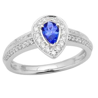 14k White Gold .32ctw Diamond .42ct Tanzanite Ring