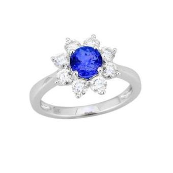 14k White Gold .87ctw Diamond .90ct Tanzanite Ring