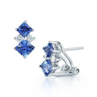 14k White Gold .16ctw Diamond 1.50ct Tanzanite Earrings