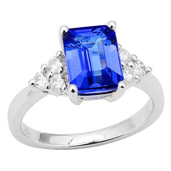 14k White Gold .34ctw Diamond 2.30ct Tanzanite Ring