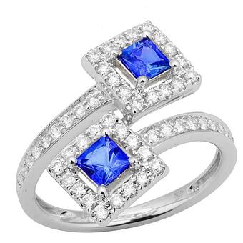 14k White Gold .53ctw Diamond .70ct Tanzanite Ring