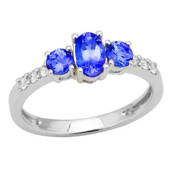 14k White Gold .13ctw Diamond 1.35ct Tanzanite Ring