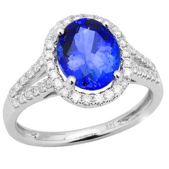 14k White Gold .38ctw Diamond 2.75ct Tanzanite Ring