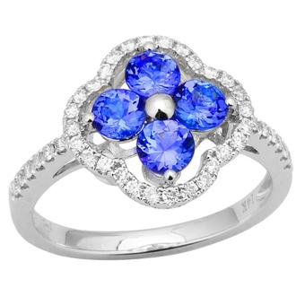 14k White Gold .31ctw Diamond 1ct Tanzanite Ring