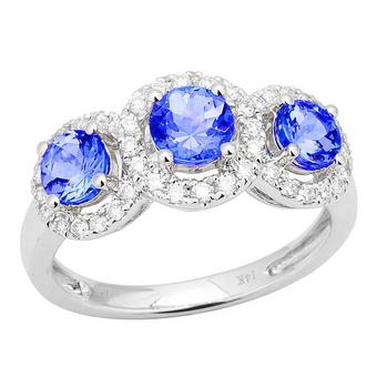 14k White Gold .35ctw Diamond 1.35ct Tanzanite Ring