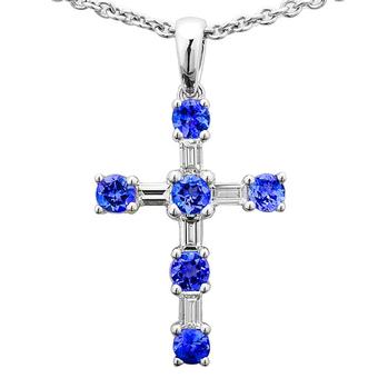 14k White Gold .64ctw Diamond .72ct Tanzanite Pendant