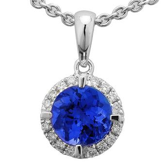 14k White Gold .13ctw Diamond 1.40ct Tanzanite Pendant