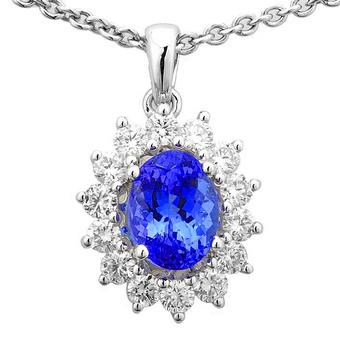 14k White Gold .62ctw Diamond 1.30ct Tanzanite Pendant