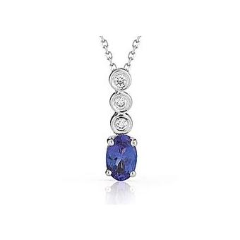 14k White Gold .04ctw Diamond .55ct Tanzanite Pendant