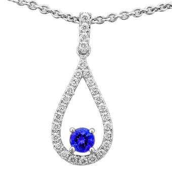 14k White Gold .33ctw Diamond .26ct Tanzanite Pendant