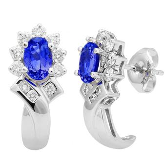 14k White Gold .59ctw Diamond 1.10ct Tanzanite Earrings