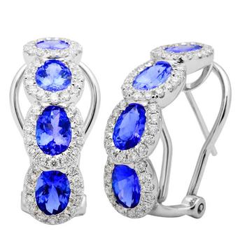 14k White Gold .95ctw Diamond 4.40ct Tanzanite Earrings